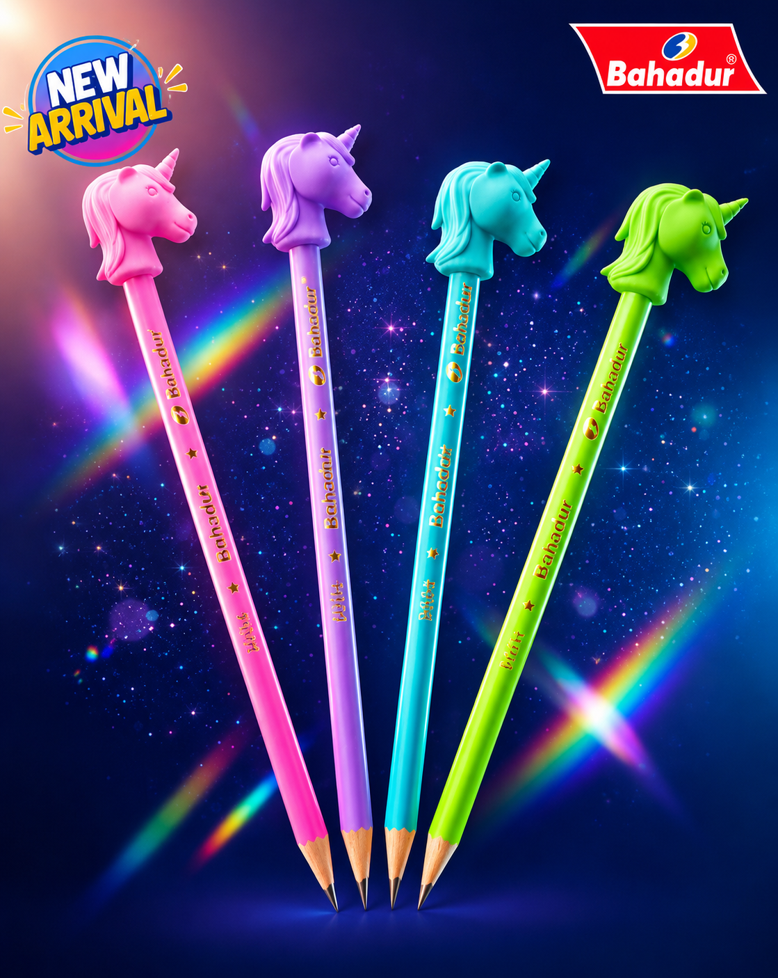 BAHADUR UNICORN PENCIL WITH BIG UNICORN ERASER NO. 8004