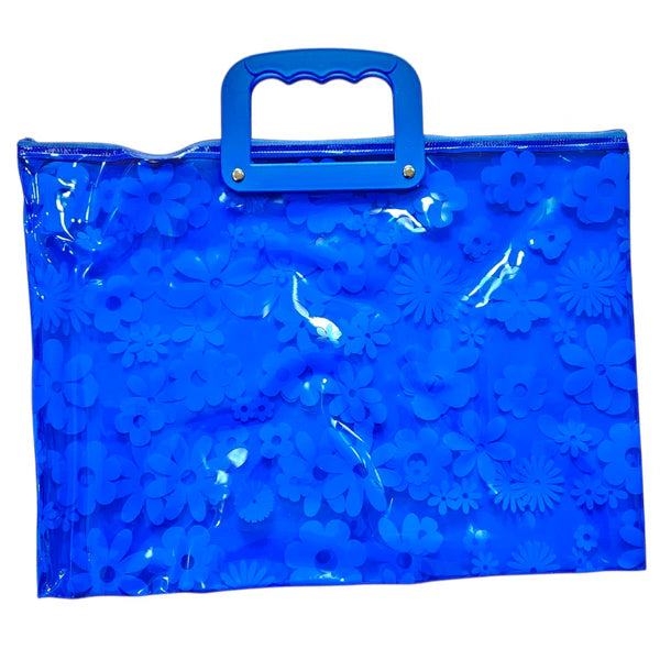 Clear zipper folder bag with handles (8095) flower
