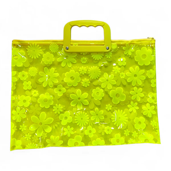 Clear zipper folder bag with handles (8095) flower