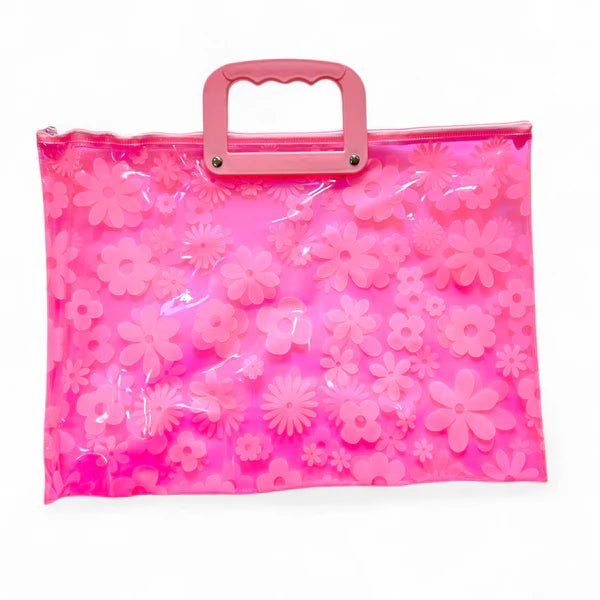 Clear zipper folder bag with handles (8095) flower