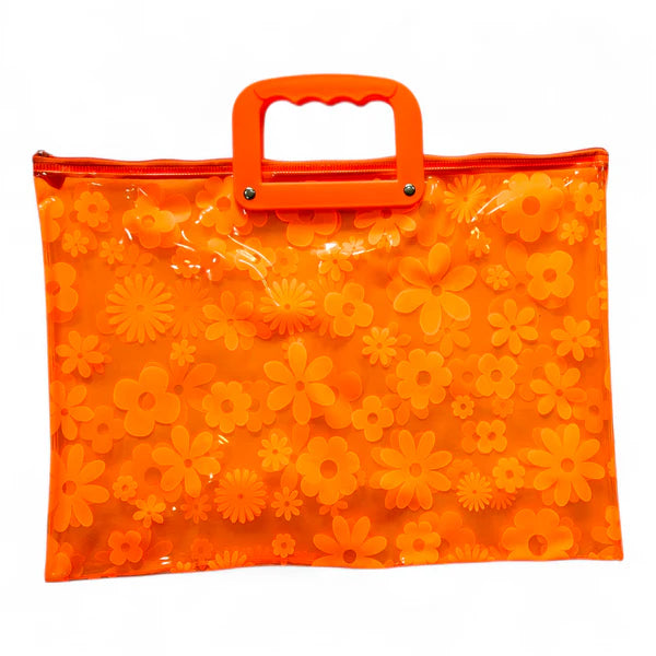 Clear zipper folder bag with handles (8095) flower