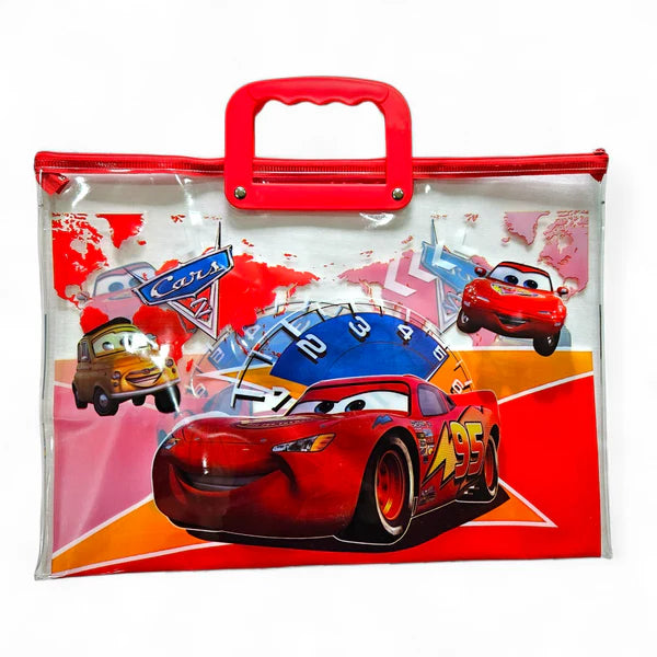 Clear zipper folder bag for kids (8095) CARS