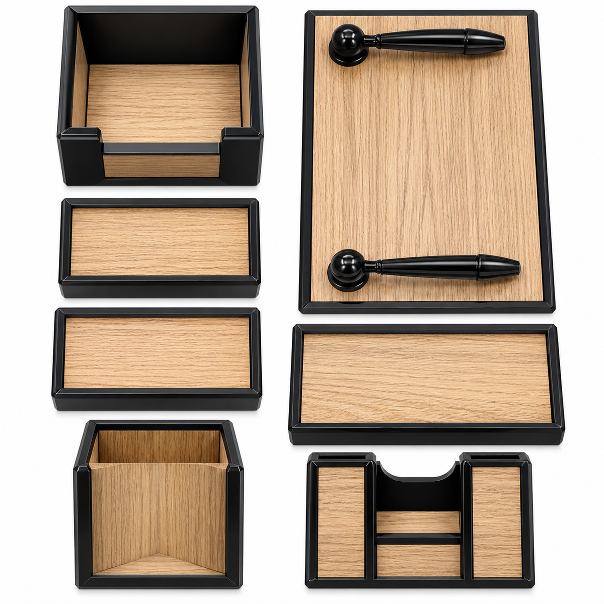 Wooden Stuff Office Desk Organizer | 7 PCS Executive Desk Set | Premium Office Table Accessories