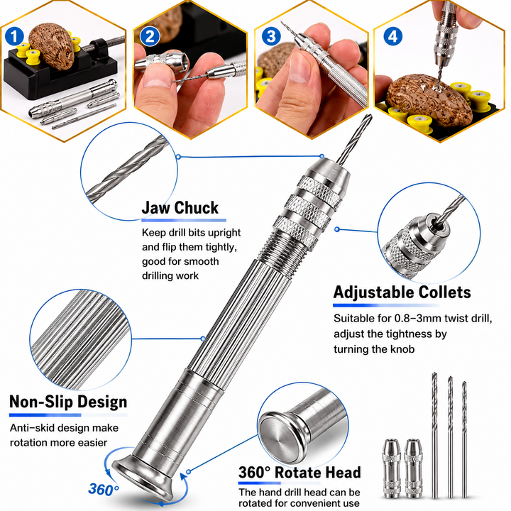 Hand Drill 13 Pcs Set for Jewelry Wood Plastic Model Making