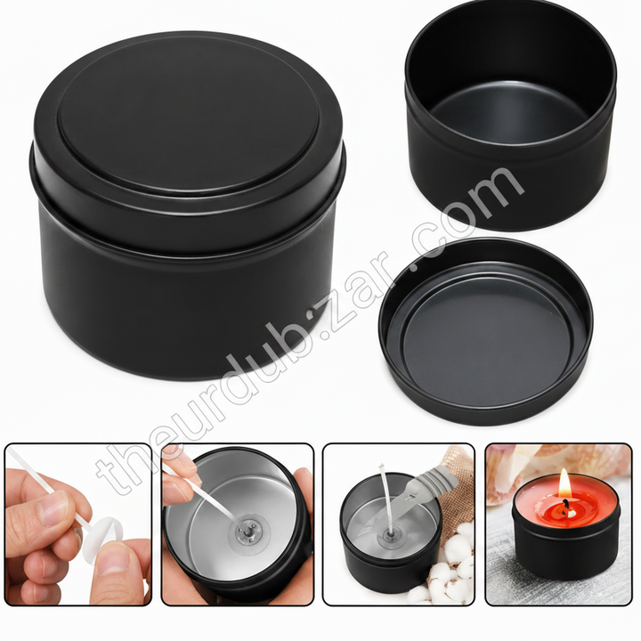 Black Metal Candle Jars Empty for Gift Jewelry Storage Tin Box