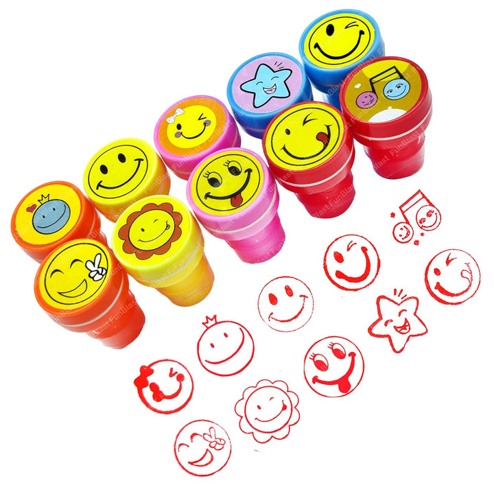 Fun Blast Emoji Stamps for Kids -Plastic Stamper Toys Art and Craft School Supplies Toys for Kids/Boys/Girls - Multi Color