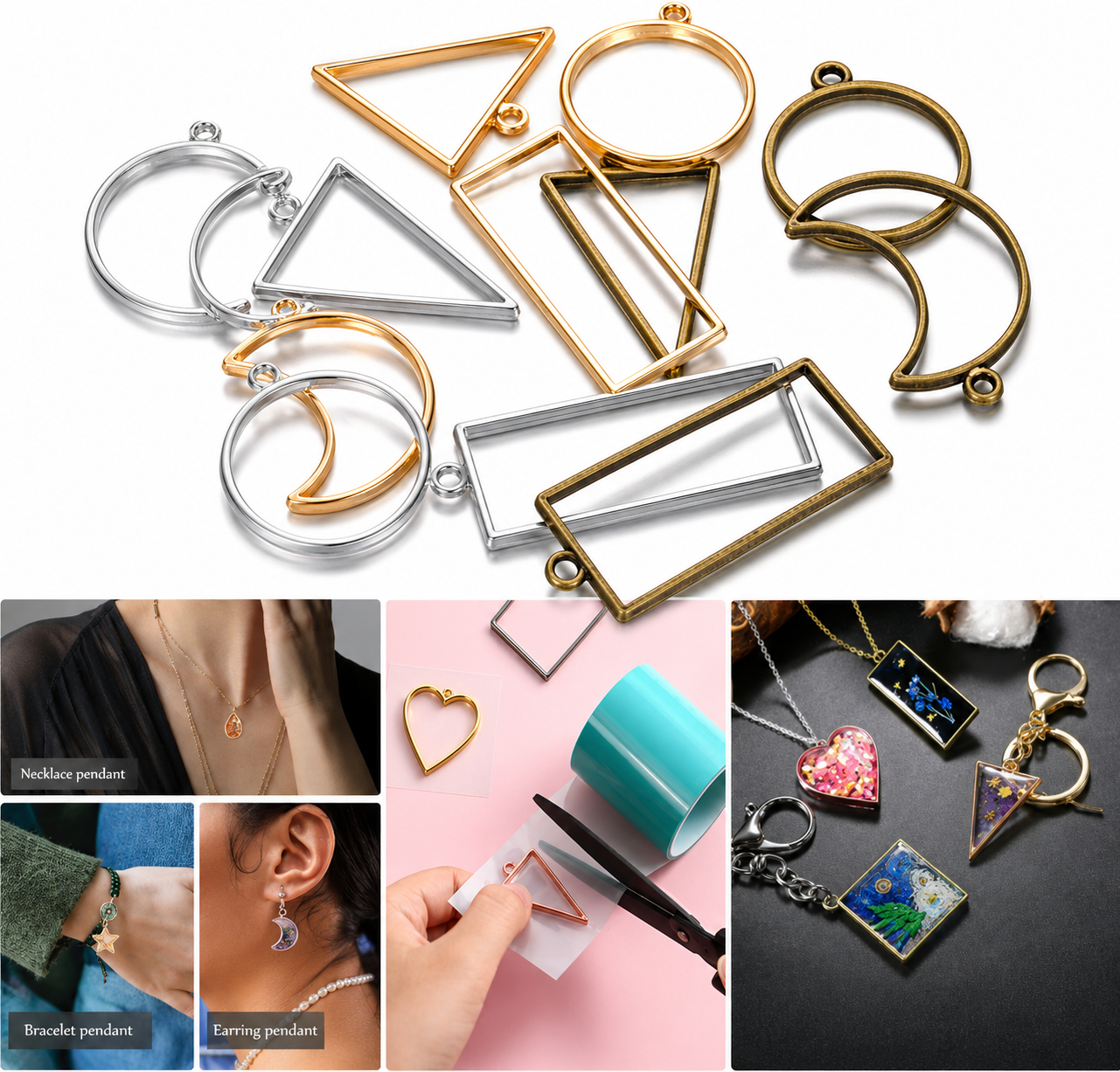 Bazel Pendant Metal Jewelry Frame Molds 10Pcs Set