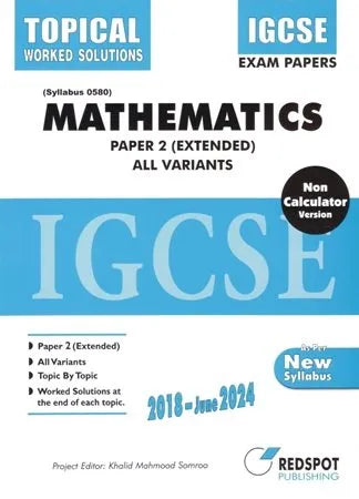 Redspot IGCSE Mathematics Paper 2 Unsolved Topical with Worked Solutions