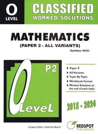 Redspot O Level Classified Math Paper 2 Unsolved Topical Exam Papers 2025