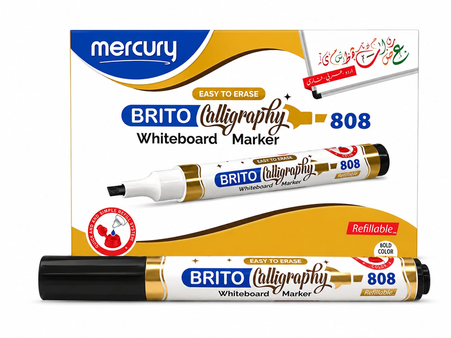 Mercury Brito Calligraphy 808 White Board Marker [ No. 90 ]