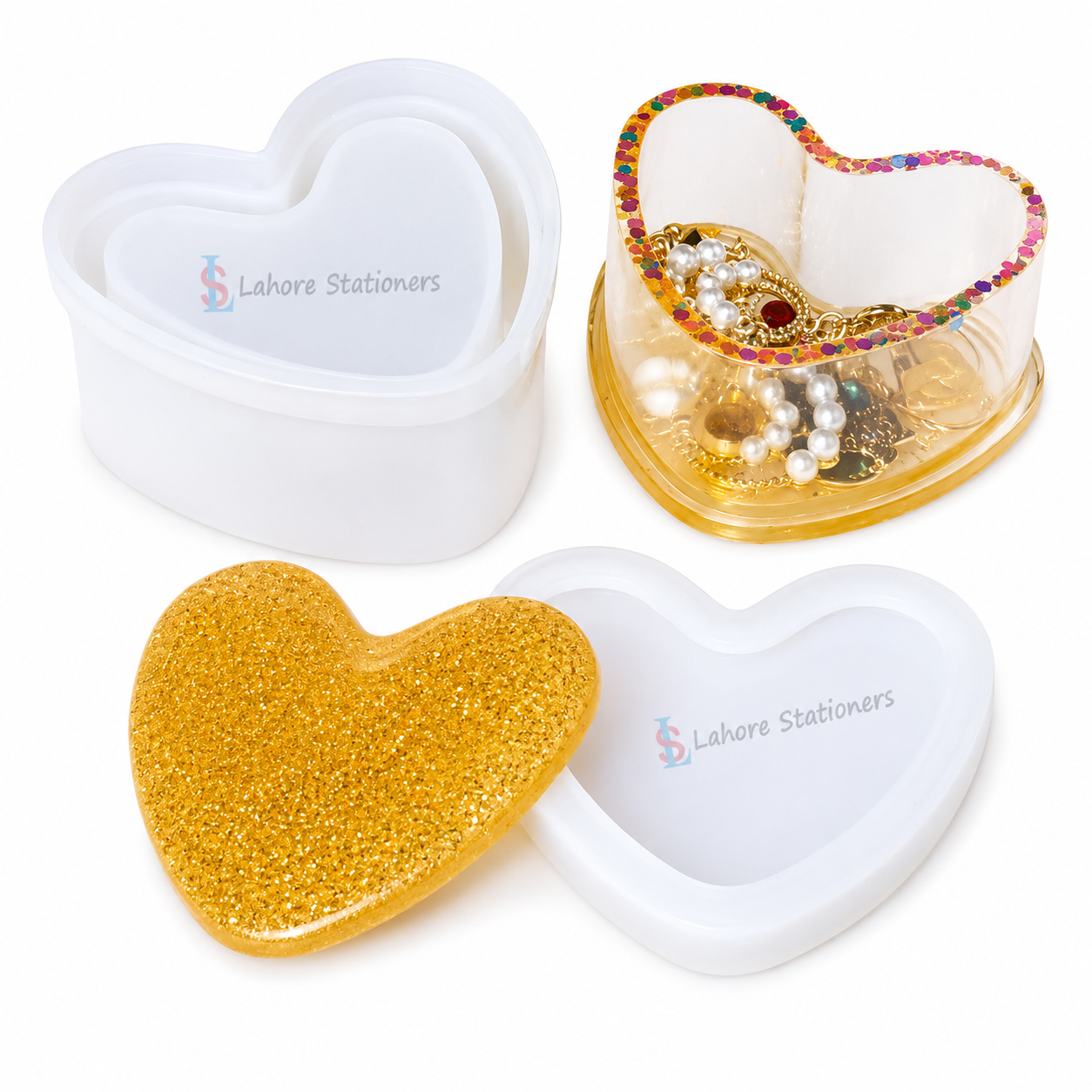 Different Shape Design Jewelry Storage Box Silicone Mold for Epoxy Resin, Candle Making, Concrete & Plaster DIY