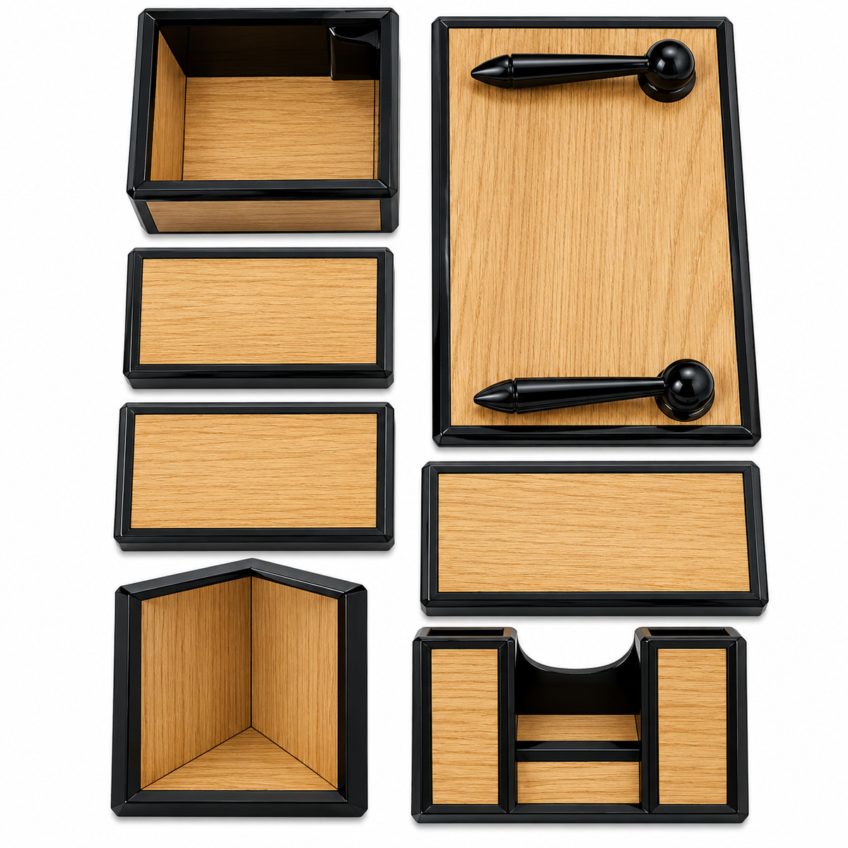 Wooden Stuff Office Desk Organizer | 7 PCS Executive Desk Set | Premium Office Table Accessories