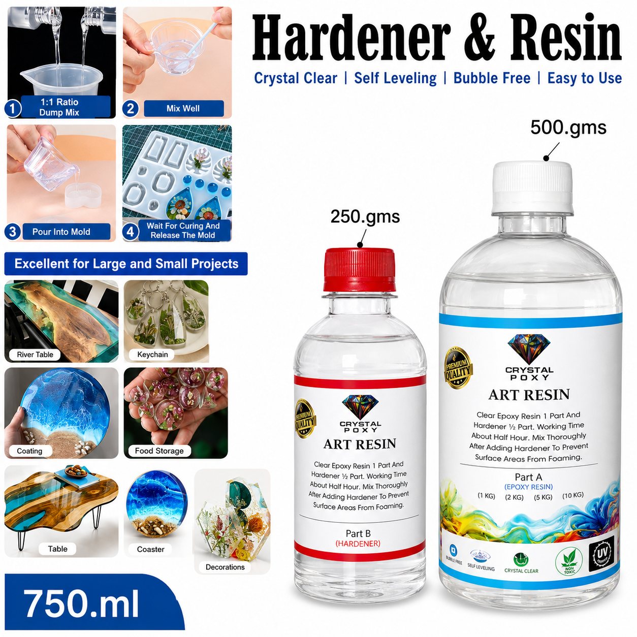 Epoxy Resin Hardener Crystal Clear Set