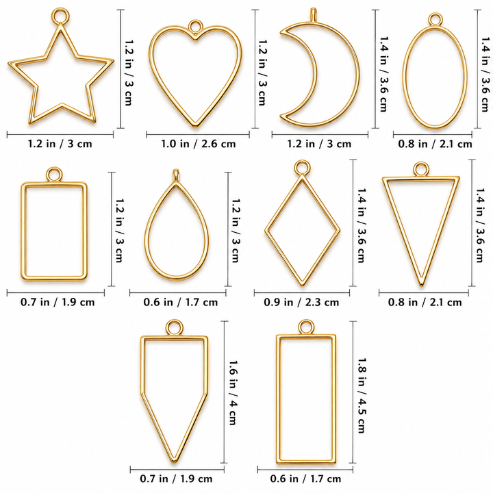 Bazel Pendant Metal Jewelry Frame Molds 10Pcs Set