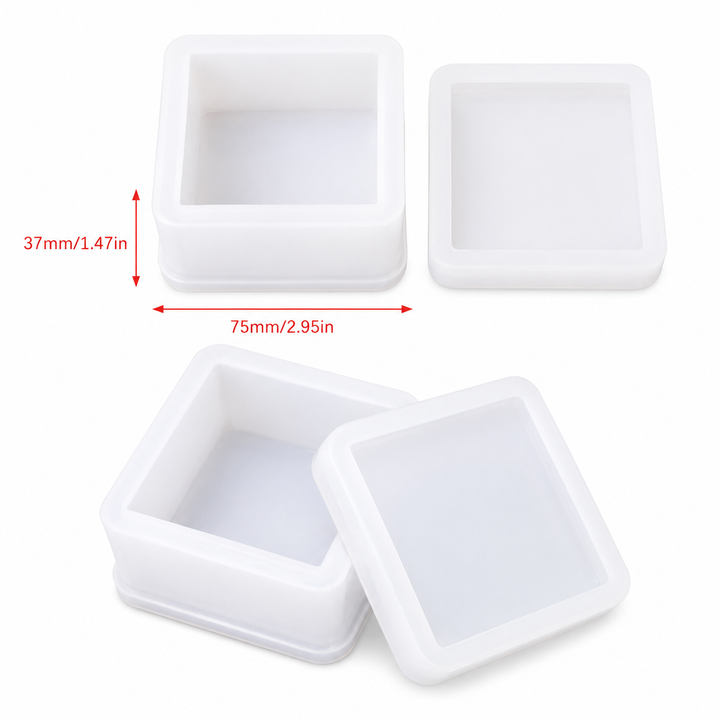 Different Shape Design Jewelry Storage Box Silicone Mold for Epoxy Resin, Candle Making, Concrete & Plaster DIY