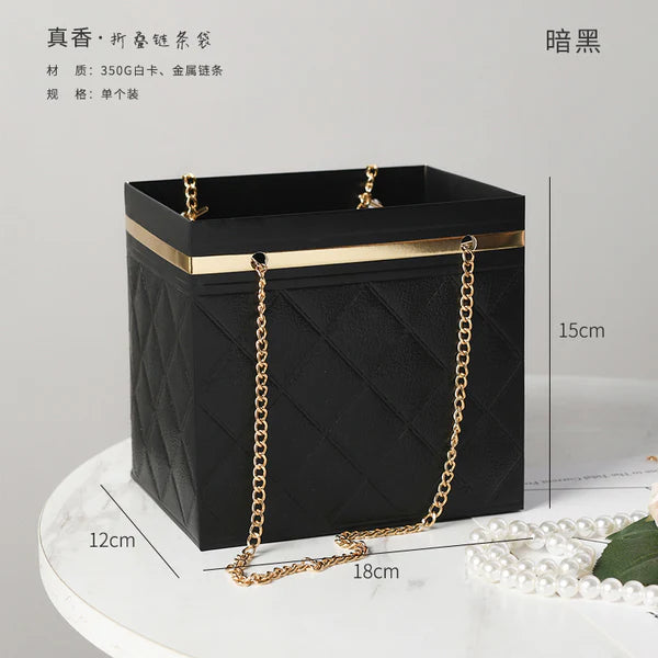 Multipurpose Gift bags / flower gift box with golden chain (removable flower stand from inside)