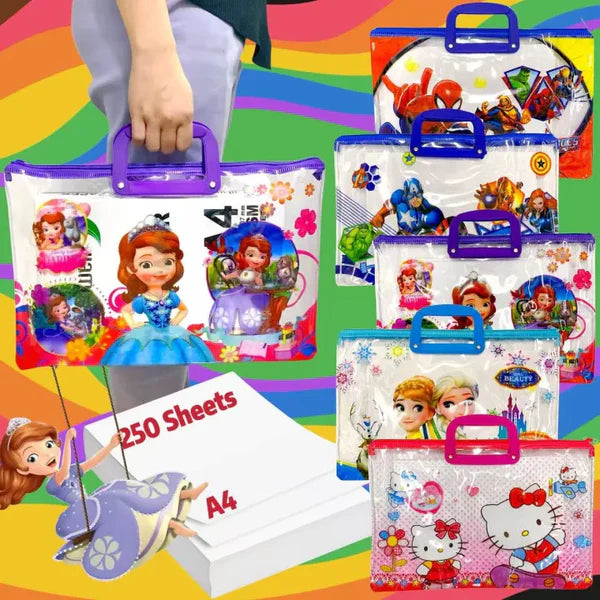 Clear zipper folder bag with handles (8095) Multicolor lines