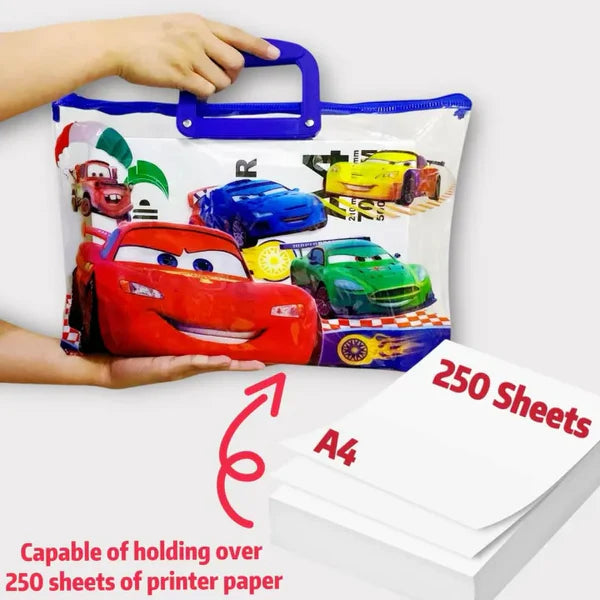 Clear zipper folder bag for kids (8095) CARS